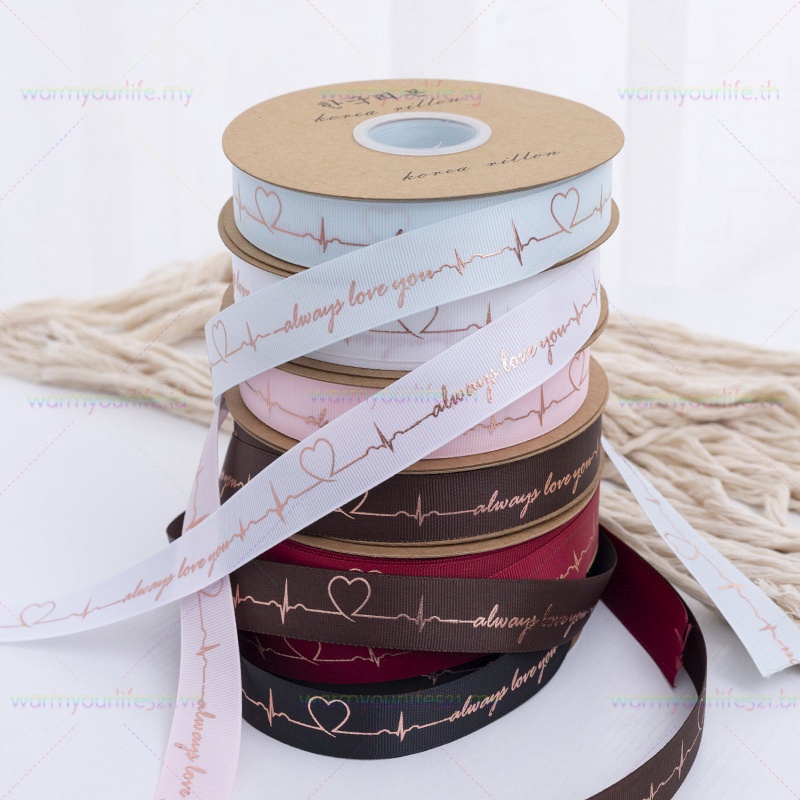 Cuộn Dây Ruy Băng Họa Tiết Hoa Xinh Xắn Rộng 2.5cm Dài 25Yards Dùng Để Gói Quà