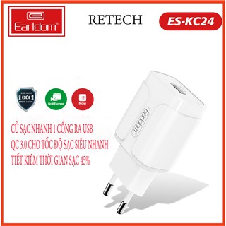 Củ Sạc Nhanh, Đốc Sạc Nhanh EARLDOM PowerPort+ 1 cổng 18w Quick Charge 3.0 - ES-KC24