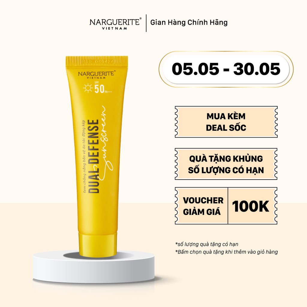 Kem Chống Nắng SPF50 PA+++ Dual Defense Narguerite (30ml)