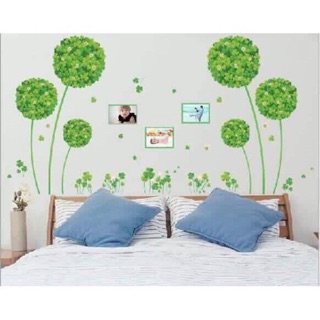 Decal tranh dán tường cây cỏ 4 lá xanh