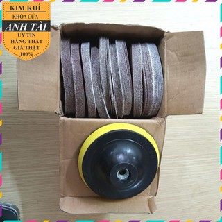 Đế nhám tự dính đánh gỗ, Nhám tròn phi 100 trà mịn gỗ đủ số