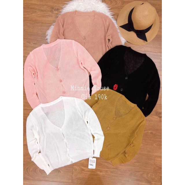 Áo khoác cadigan mỏng mở cúc cổ v xinh xắn | BigBuy360 - bigbuy360.vn