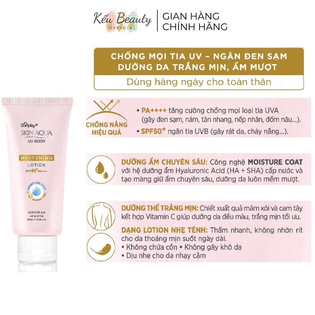 Kem chống nắng dưỡng thể Sunplay Skin Aqua Uv Body Cooling & Whitening Lotion  Spf 50+ Pa++++ (150g)