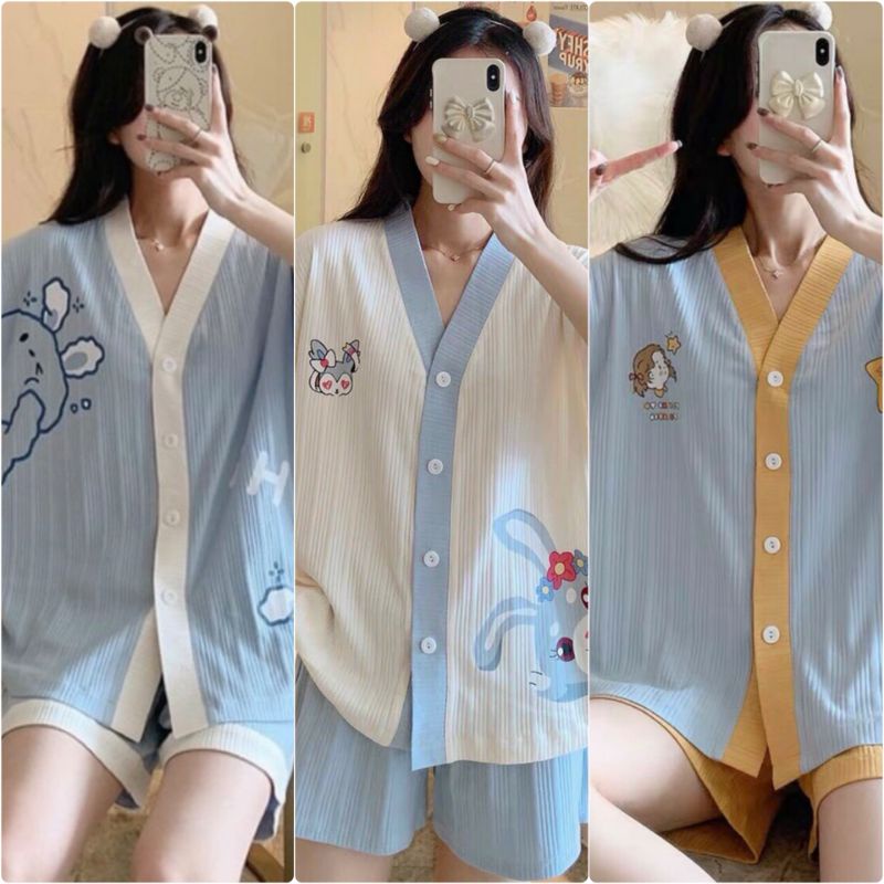 (SIÊU SALE)BỘ PIJAMA NỮ DÁNG RỘNG, BỘ ĐỒ MẶC NHÀ YUKATA PHONG CÁCH HÀN QUỐC