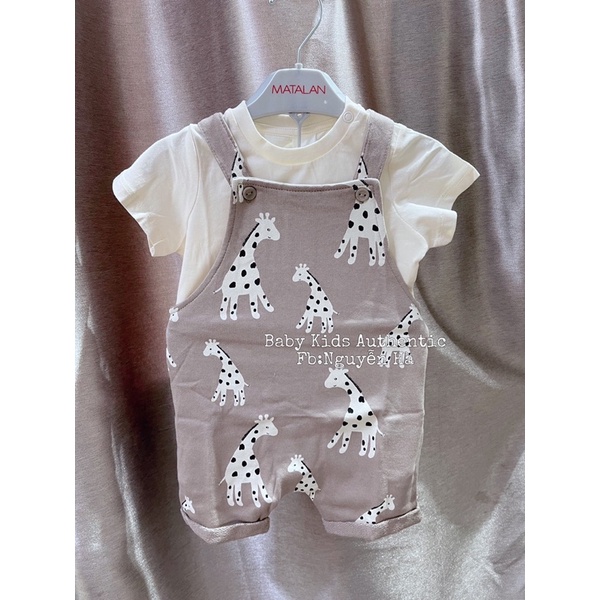 Set bộ yếm đùi,áo cộc tay hình Mickey,Hươu cao cổ cho bé trai 4-6m  3-4y