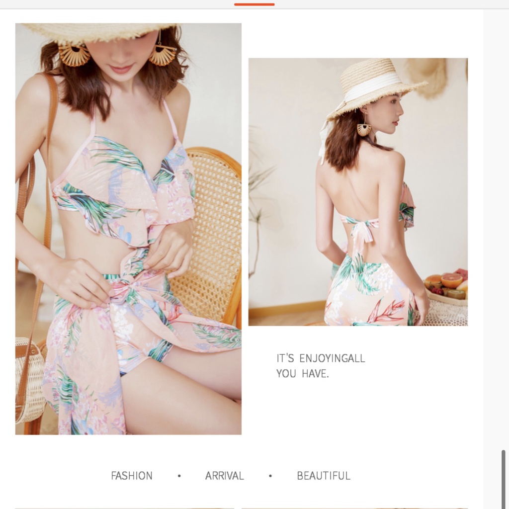 Set bikini đi biển 2 mảnh 3 món có quây choàng sexy đẹp bộ đồ tắm đồ bơi che bụng kín đáo B24