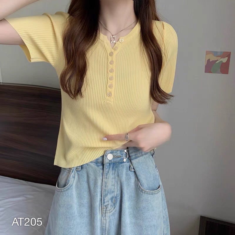 Áo Thun Kiểu Nữ VN CLO Trơn Thun Gân - AT205