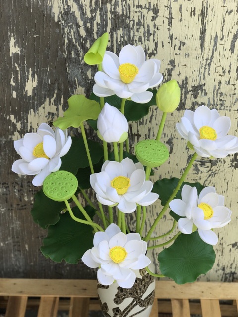 Gân hoa đất sét- lá sen lớn