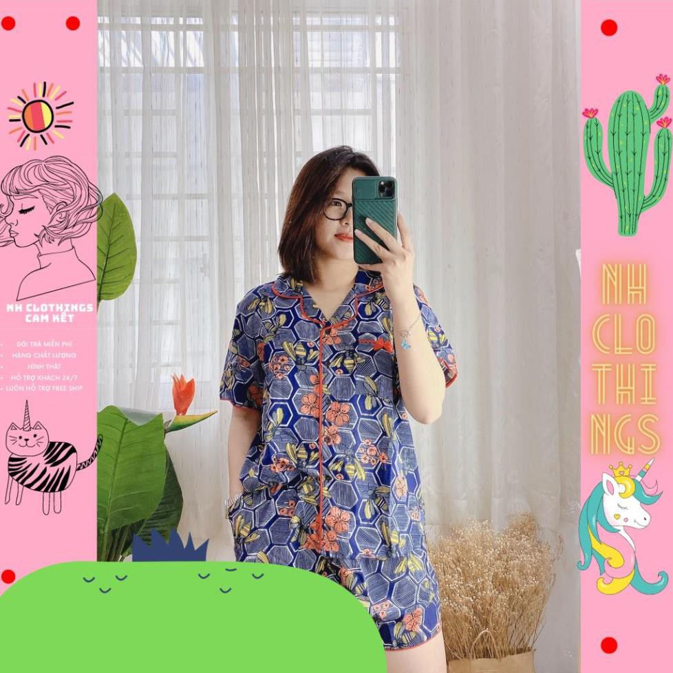 Bộ đồ ngủ, đồ bộ pijama lụa nữ mặc nhà bigSize áo tay ngắn quần ngắn chất liệu lụa hàn Bigsize NH CLOTHINGS