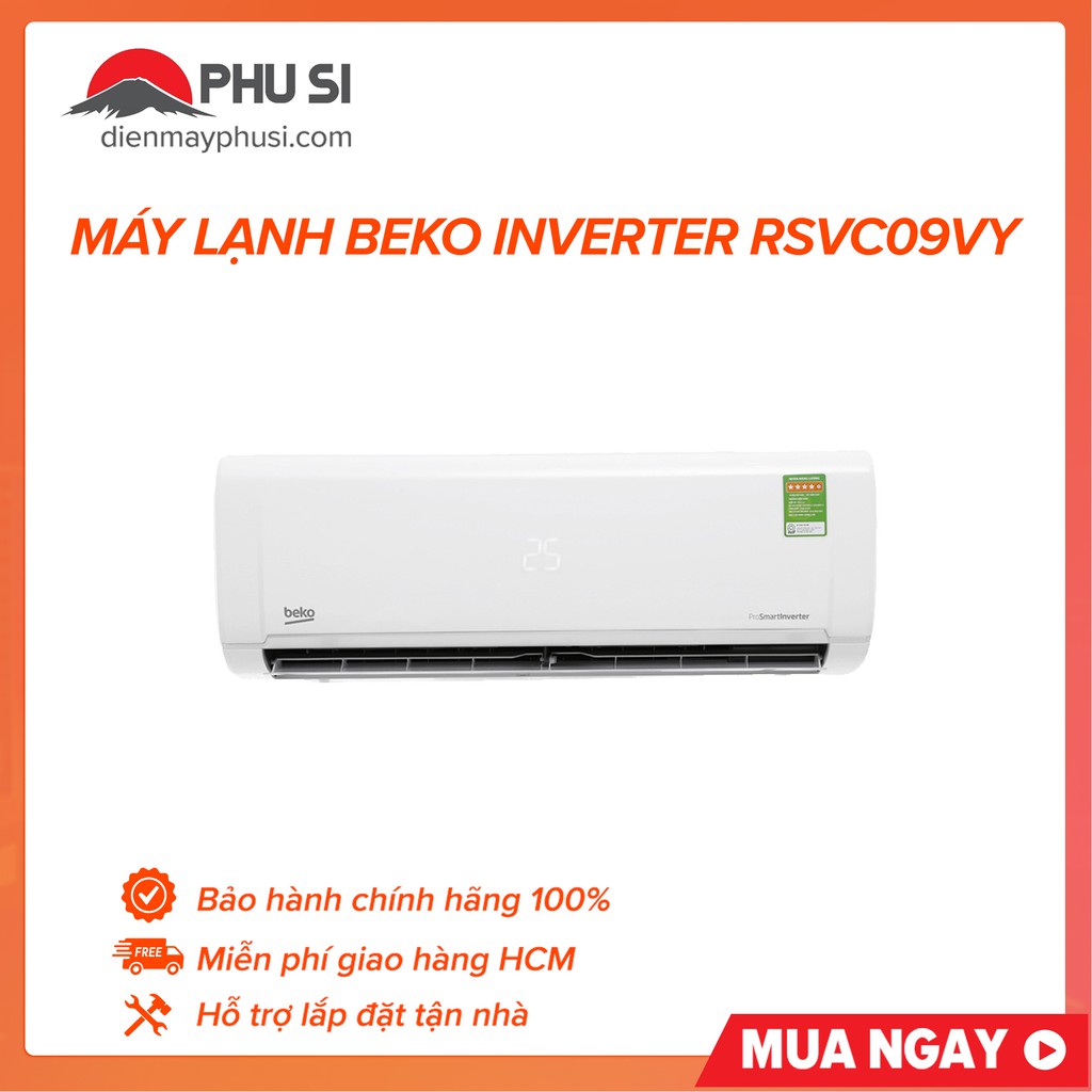 MIỄN PHÍ CÔNG LẮP ĐẶT_ RSVC09VY-I - Máy lạnh Beko RSVC09VY, 1 chiều, 1.0HP, Inverter