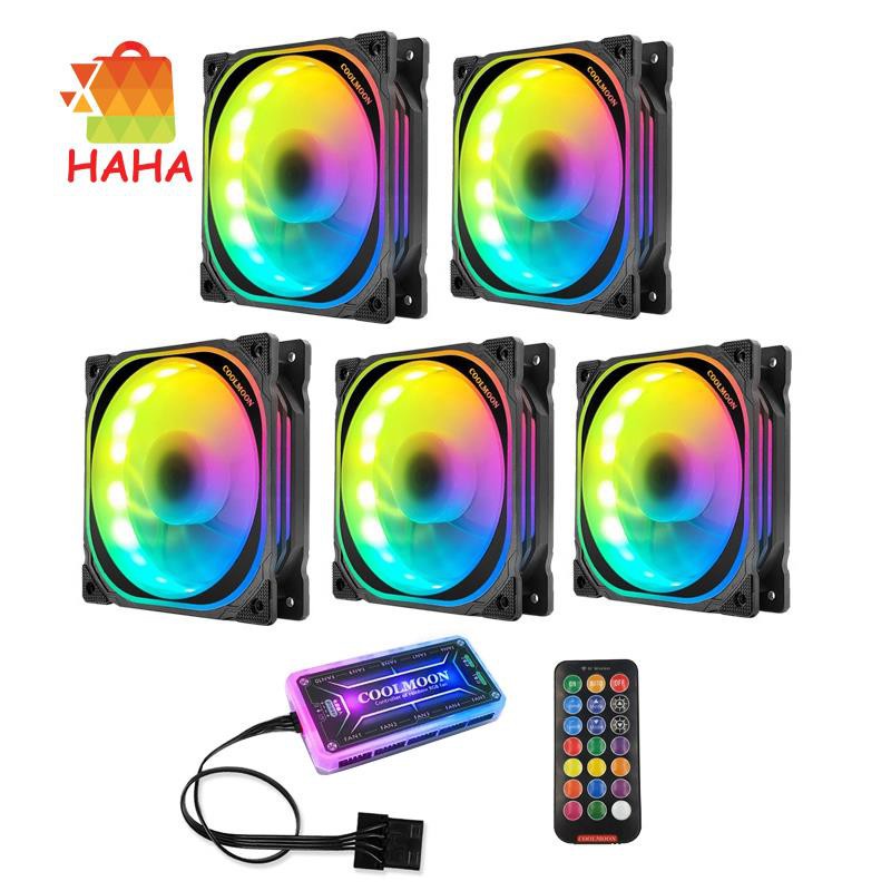 COOLMOON RGB Computer Case Fan, 12cm Computer CPU Case Fan (5PCS)