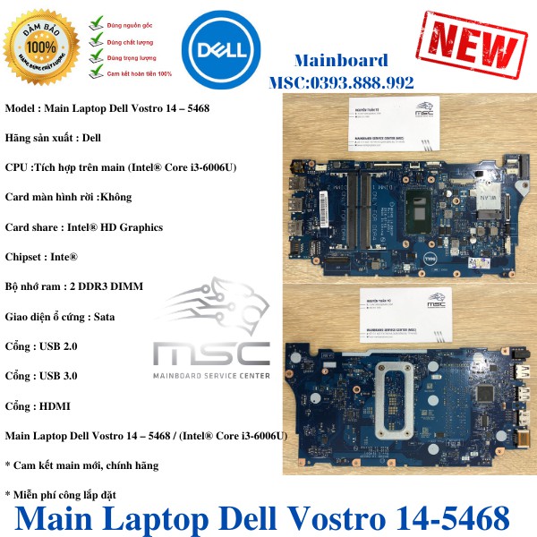 [GIÁSỐC]Main Laptop Dell Vostro 5468 14 - 5468 / (Intel® Core i3-6006U) / LA-D822P