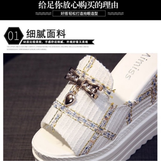 Dép Sandal Cao Gót 12cm Đế Xuồng Thời Trang Mùa Hè Cho Nữ