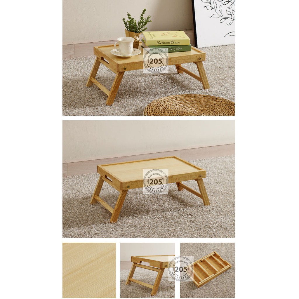 Bàn Ăn Gấp Gọn Mini Gỗ Cao Su Nội Thất 205 - Bed Tray - Natural