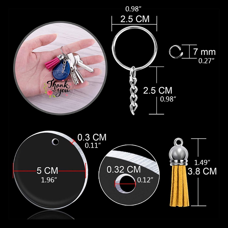 Móc Khóa Tròn Bằng Acrylic Trong Suốt Dùng Làm Đồ Thủ Công