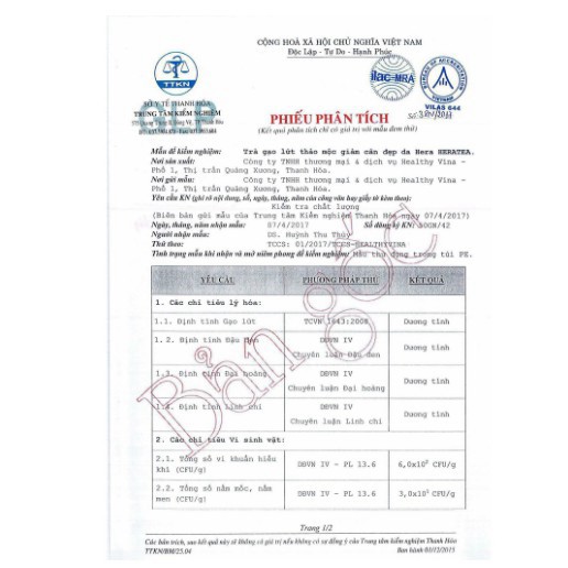 Trà Giảm Cân Gạo Lứt hạt chia HERA