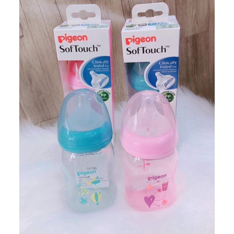 Bình sữa cổ rộng PP/PPSU PLUS pigeon 160ml/240ml