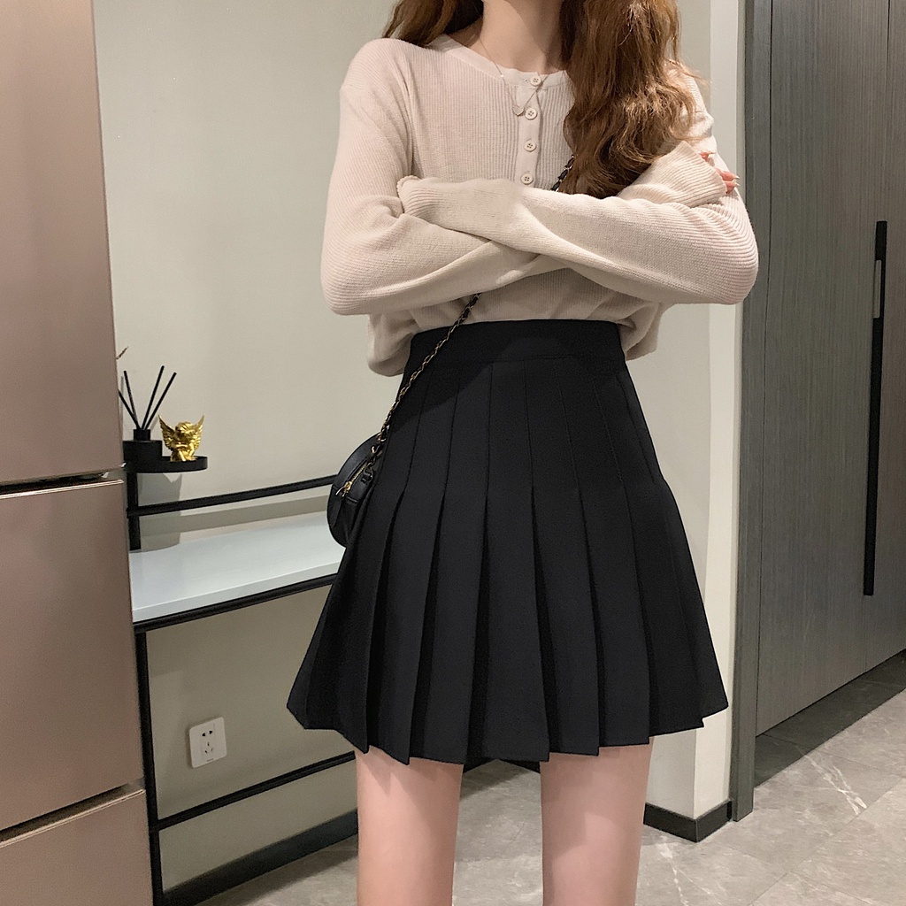 Chân váy chữ A xếp ly lưng cao thời trang cho nữ