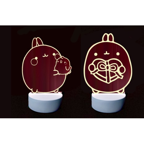 Đèn Led gấu brown trắng L1I6  Đèn Ngủ 3D cute bare bear cute molang pusheen tonton khủng long hoàng đế mèo capoo