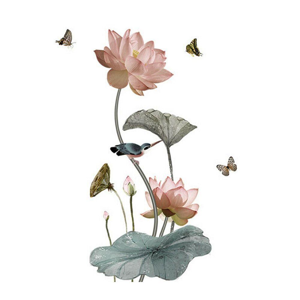 Miếng Dán Tường Trang Trí Tự Dính Hình Hoa Sen DIY