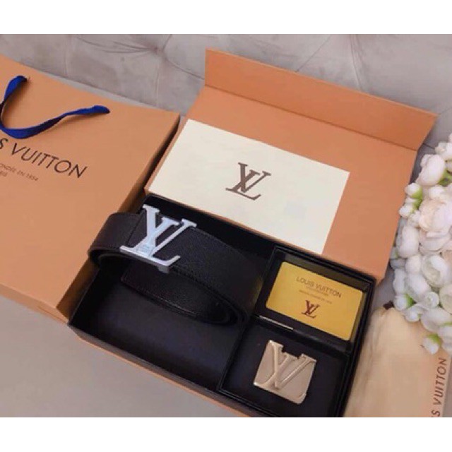 Thắt Lưng Da Nam Đen Trơn mặt VL vàng Như Hình