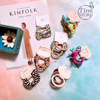 Set thun cột tóc siêu co giãn nhiều mẫu TIMSTORE, thun xoắn, chun trơn, dây nơ co giãn