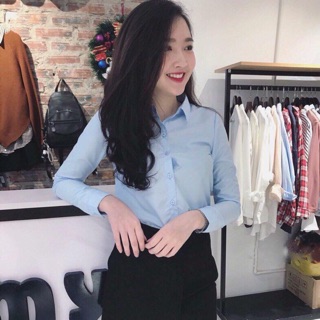 Freeship 99k TQ_Áo sơmi xanh, trắng
