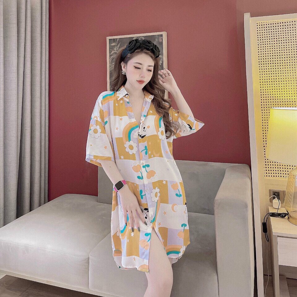 Váy Xinh Mặc Nhà Chất Liệu Lụa Satin Họa Tiết Xinh Xắn Dễ Thương | BigBuy360 - bigbuy360.vn