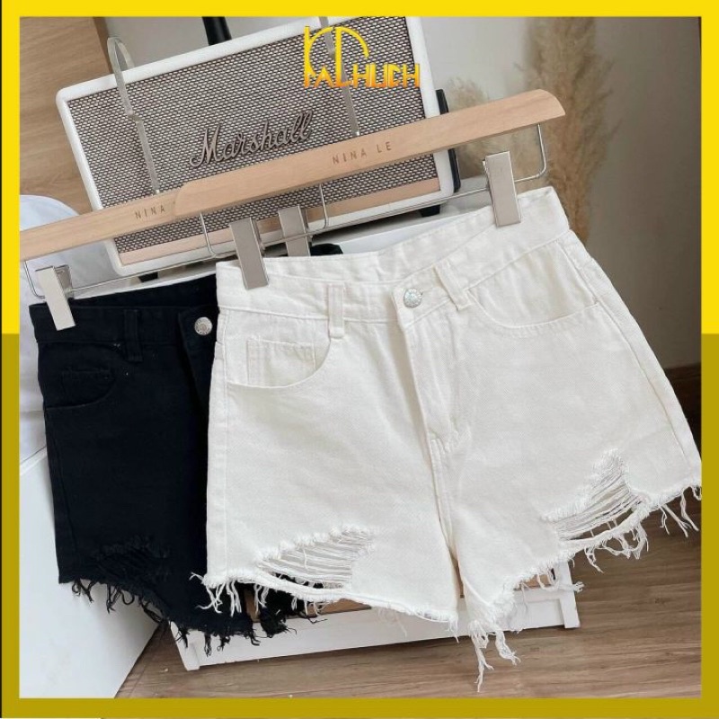 [Mã FATPBAU2 giảm 40K đơn 150K] Quần short jean nữ trắng vải denim rách bền đẹp dễ phối đồ - KC199