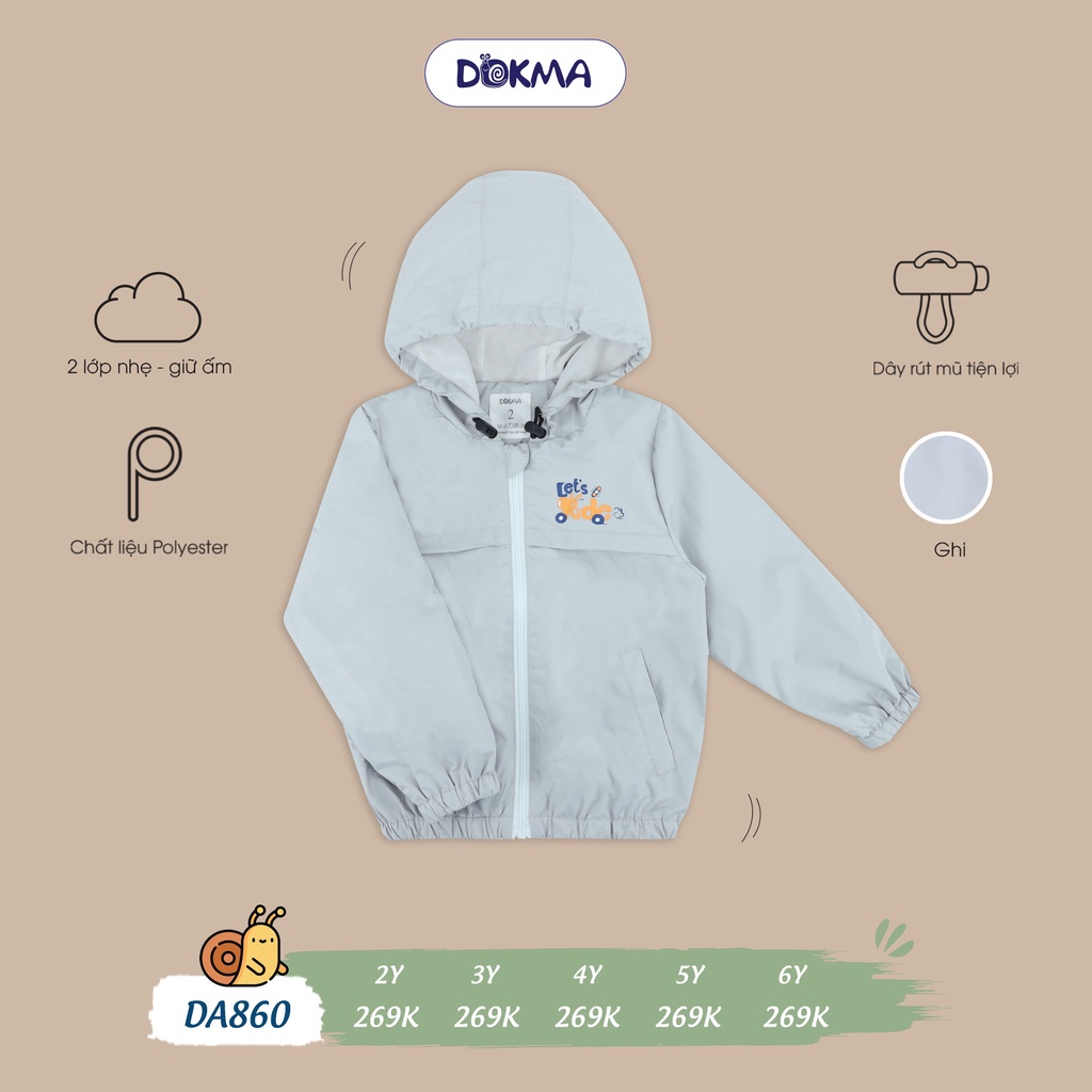 Dokma - Áo khoác gió 2 lớp chất siêu đẹp cho bé 2-6 tuổi DA860