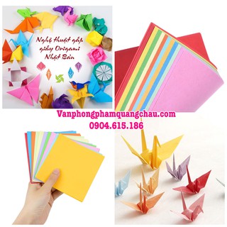 Giấy Origami 2 mặt màu giống nhau (Size: 14,7cm x 14,7cm/ 19,5cm x 19,5cm) - 100 tờ/10 màu
