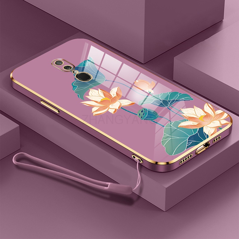 ốp lưng oppo f11 ốp điện thoại oppo f11 Ốp Điện Thoại TPU Dẻo Mạ Màu Họa Tiết Hoa Sen Sang Trọng