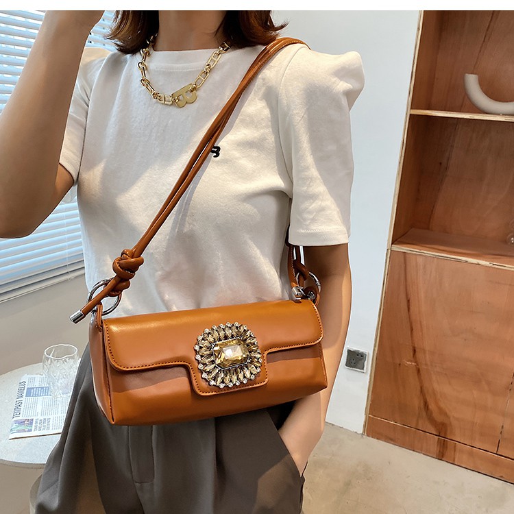 Túi xách vuông nữ size nhỏ mặt khóa đính đá cao cấp dây đeo kép cá tính Ulzzang siêu xinh ❤️