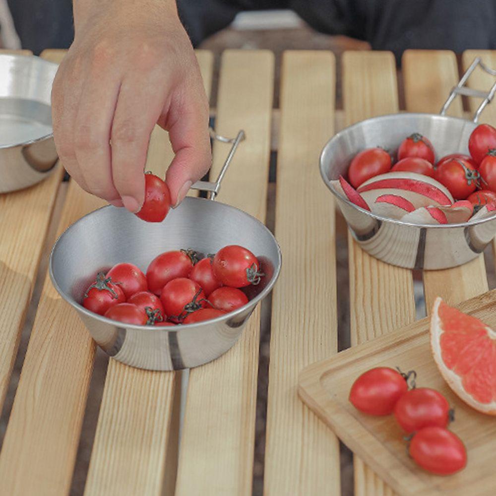 Tô Bằng Thép Không Gỉ Có Tay Cầm Có Thể Gấp Gọn Tiện Dụng Mang Theo Dã Ngoại