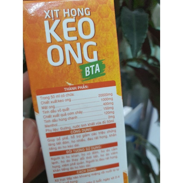 Xịt họng Keo Ong BTA chiết xuất keo ong, tinh dầu húng chanh  - Đông Anh Pharmart