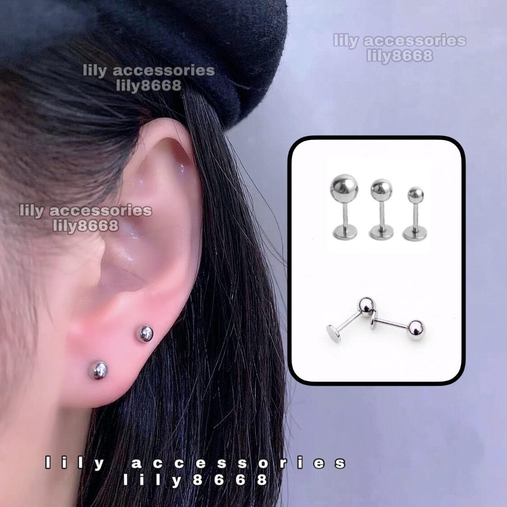 Marbles Earring khuyên tai titan bi tròn không gỉ không đen nam nữ unisex bts