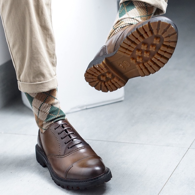 Giày nam da bò cổ thấp công sở có 2 màu nâu và đen đánh màu thủ công patian bảo hành 12 tháng