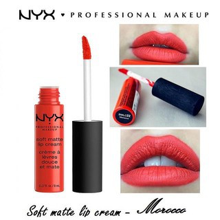Son kem lì Nyx Professional Makeup Soft Matte Lip Cream 8 mL Morocco - màu cam ánh đỏ
