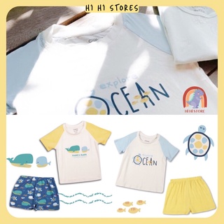 Chaang bộ cộc tay raglan Chaang Sea cho bé trai SS22D01