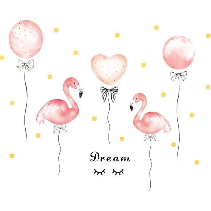 [FREESHIP 50K] DecaN dán tường phòng ngủ dễ thương hình con hạc màu hồng - decal amyshop