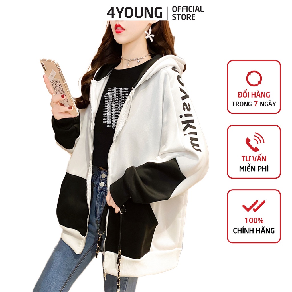 Áo khoác hoodie nữ form rộng 4YOUNG Maysikim