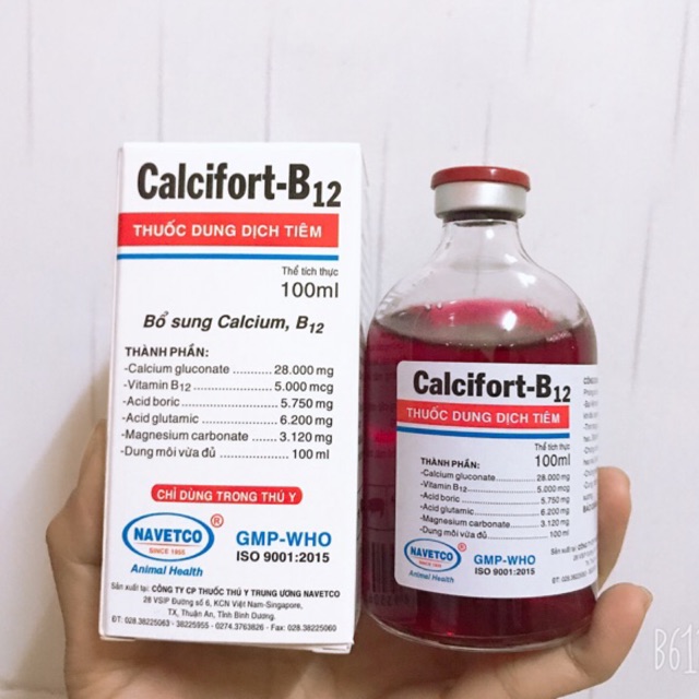 Calcifort-B12 Bổ Sung Calcium Do: Bại Liệt,Xuống Sức Mang Thai, Còi Xương, Cung Cấp Chất Dinh Dưỡng Cho Chó Mèo 100ml