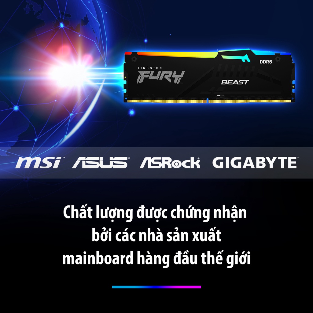 Ram Kingston FURY Renegade DDR5 RGB Tốc độ tới 6400MT/s KF560C32RSA-16