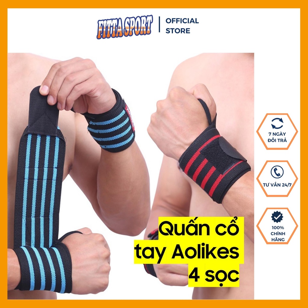 Băng quấn cổ tay tập gym chính hãng Aolikes (1 đôi), Phụ kiện thể thao cao cấp bảo vệ cổ tay GY22