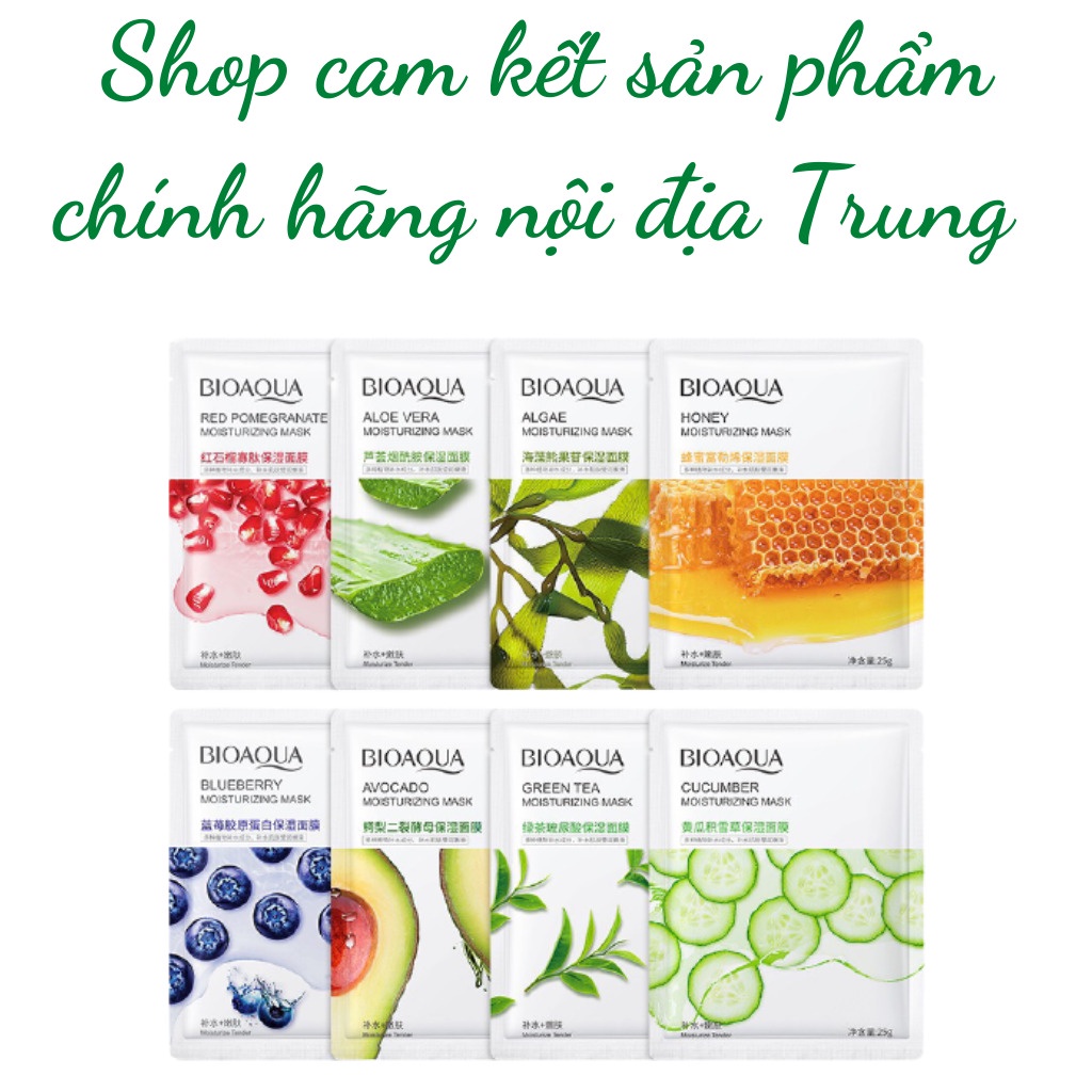 Mặt nạ giấy dưỡng da trắng sáng BIOAQUA cấp ẩm da dầu giảm mụn mask nội địa trung trái cây hoa quả