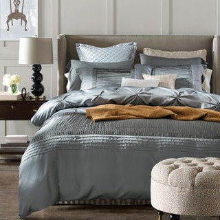 Bộ chăn ga gối lụa hoàng gia luxury 6 món màu xám