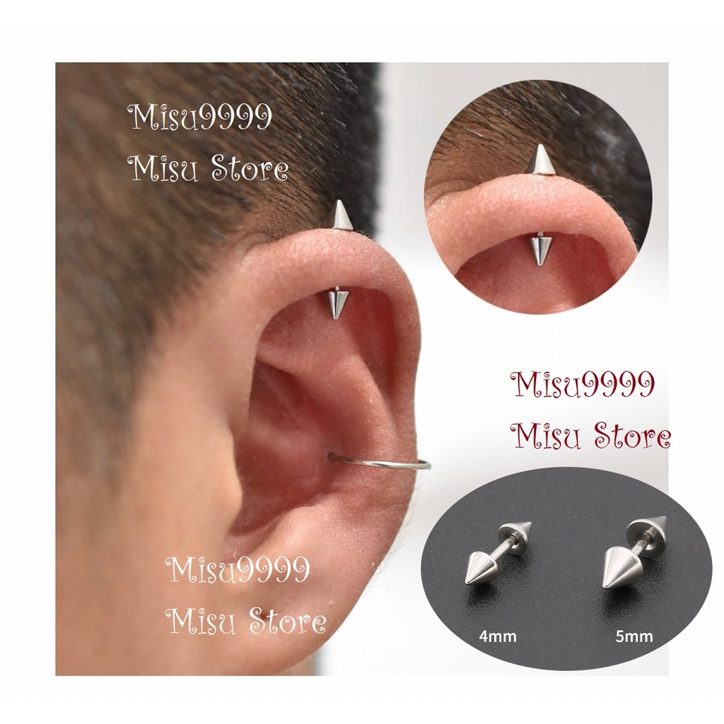Khuyên titan 2 đầu mũi tên nam nữ( đeo helix rất đẹp)