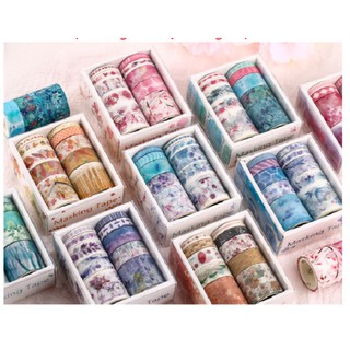 1k sale sôc 11.11 CÓ SẴN Set 10 cuộn Washi tape mẫu mới nhiều màu vô kể Đợt 1