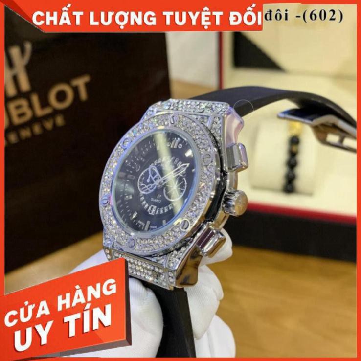 (hublot.viền trơn)  Đồng Hồ Thời Trang Nam Nữ Hublot Cặp Đôi - Dây Hương Vani Cao Cấp - DH602 - Bảo hành 12 tháng