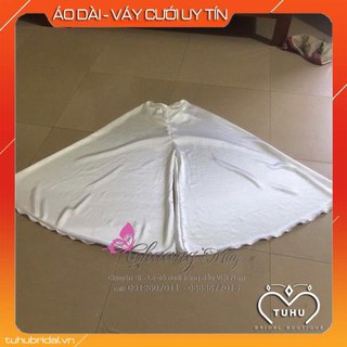 Quần giả váy dài_Chaang_May sẵn kiểu đầm quần áo dài ống xéo, vải phi ống loe rộng